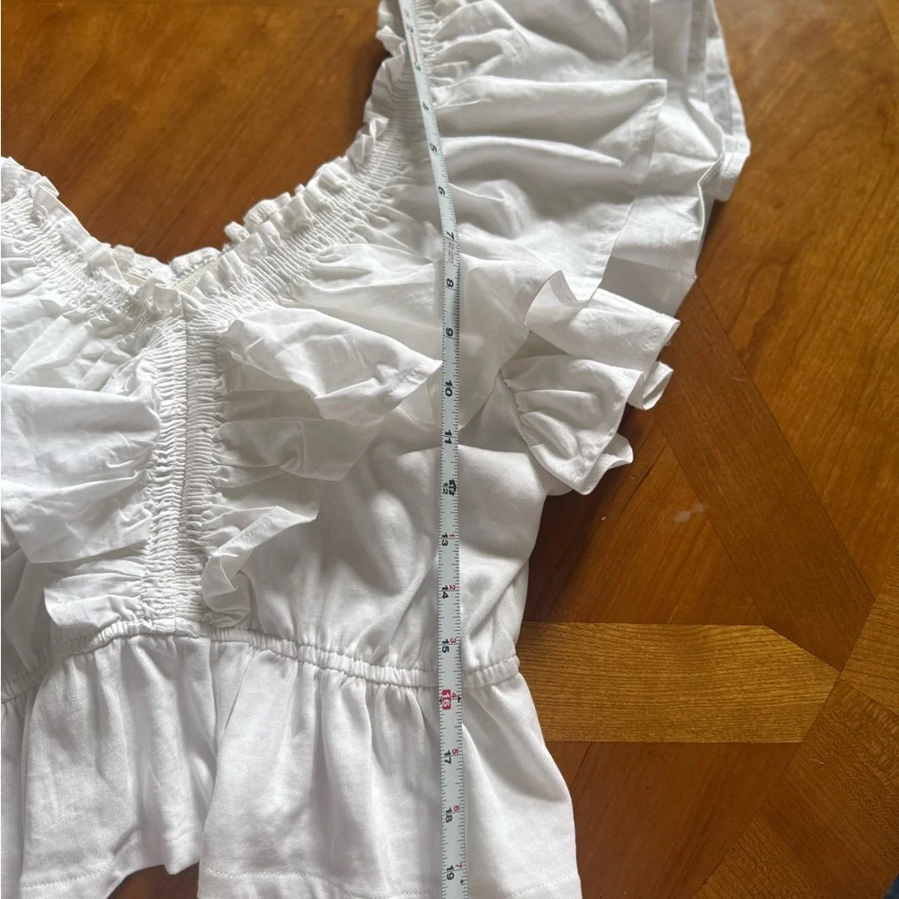 Zara White Off-Shoulder Ruffle Blouse, 100% cotton - Picture 8 of 9